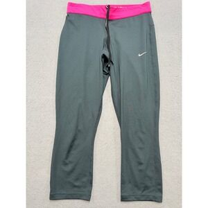 Nike Leggings Women's XS Gray Pink Dri-FIT Cropped Capri Athletic Running Gym